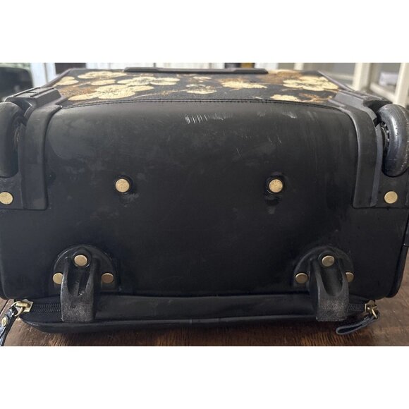 Vintage 14 x 14 x 8”Rolling Travel  Duffle Luggage Black Hibiscus Hawaii Floral - Picture 13 of 16
